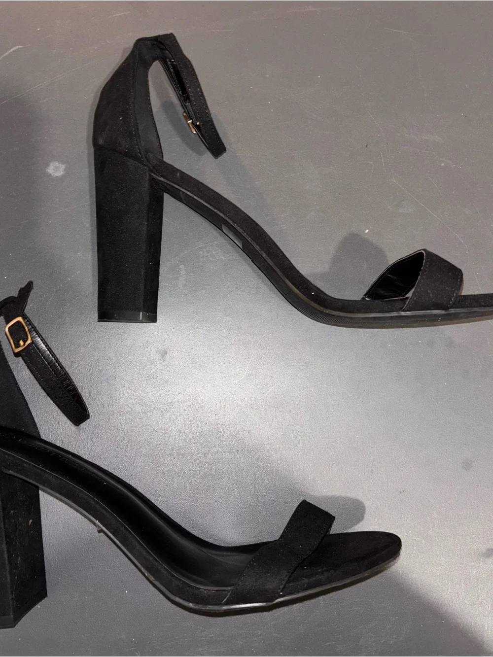 Wild Diva Black Ankle-Strap Block Heel Sandals